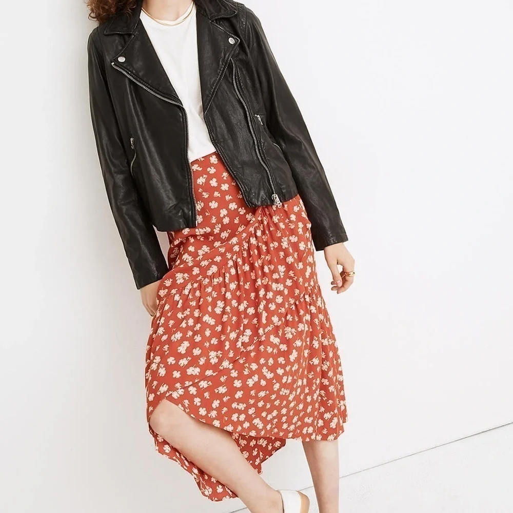 NWT Madewell Washed Leather Motorcycle Jacket/ True Black